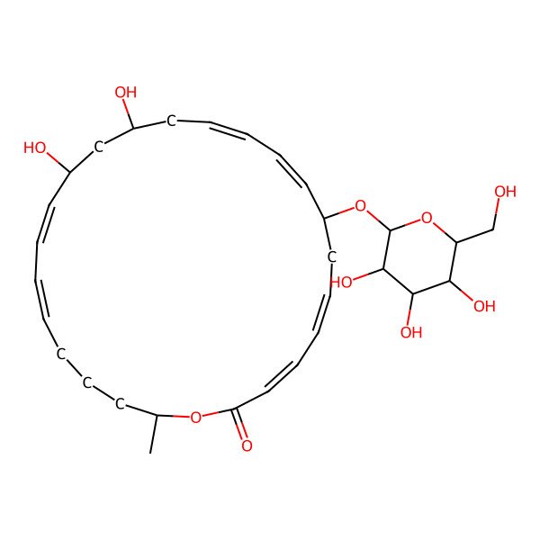 2D Structure of (3Z,5E,8S,9E,11E,14S,16R,17E,19E,24R)-14,16-dihydroxy-24-methyl-8-[(2R,3R,4S,5R,6R)-3,4,5-trihydroxy-6-(hydroxymethyl)oxan-2-yl]oxy-1-oxacyclotetracosa-3,5,9,11,17,19-hexaen-2-one