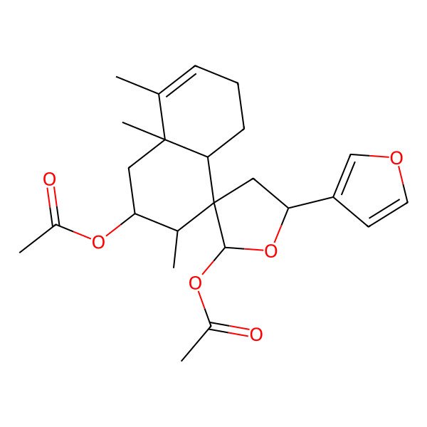 2D Structure of [2'-Acetyloxy-5'-(furan-3-yl)-3,8,8a-trimethylspiro[1,2,3,4a,5,6-hexahydronaphthalene-4,3'-oxolane]-2-yl] acetate