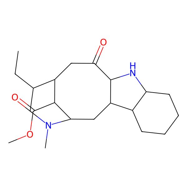 2D Structure of methyl (1S,3R,4S,9S,11S,14S,15S,18R)-15-ethyl-17-methyl-12-oxo-10,17-diazatetracyclo[12.3.1.03,11.04,9]octadecane-18-carboxylate