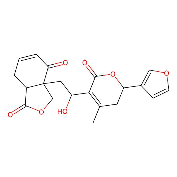 2D Structure of 3a-[2-[2-(furan-3-yl)-4-methyl-6-oxo-2,3-dihydropyran-5-yl]-2-hydroxyethyl]-7,7a-dihydro-3H-2-benzofuran-1,4-dione
