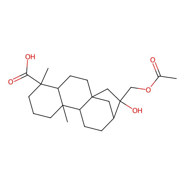 2D Structure of 14-(Acetyloxymethyl)-14-hydroxy-5,9-dimethyltetracyclo[11.2.1.01,10.04,9]hexadecane-5-carboxylic acid