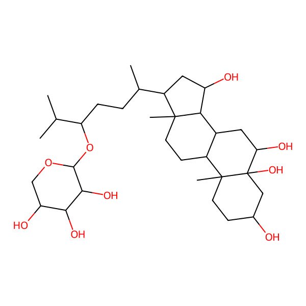 2D Structure of 10,13-Dimethyl-17-[6-methyl-5-(3,4,5-trihydroxyoxan-2-yl)oxyheptan-2-yl]-1,2,3,4,6,7,8,9,11,12,14,15,16,17-tetradecahydrocyclopenta[a]phenanthrene-3,5,6,15-tetrol