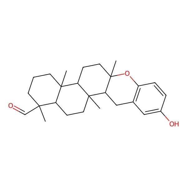 2D Structure of (1R,2S,11S,14S,15R,19S,20S)-6-hydroxy-1,11,15,19-tetramethyl-10-oxapentacyclo[12.8.0.02,11.04,9.015,20]docosa-4(9),5,7-triene-19-carbaldehyde