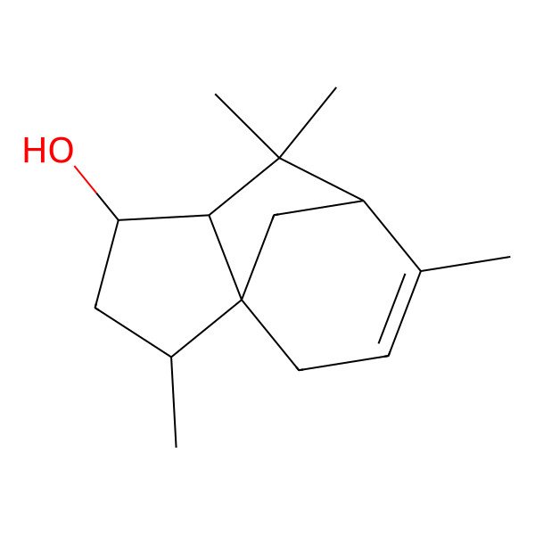 2D Structure of 2,6,6,8-Tetramethyltricyclo[5.3.1.01,5]undec-8-en-4-ol