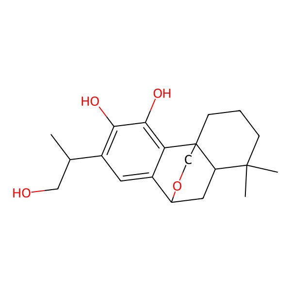 2D Structure of 5-(1-Hydroxypropan-2-yl)-11,11-dimethyl-16-oxatetracyclo[6.6.2.01,10.02,7]hexadeca-2,4,6-triene-3,4-diol