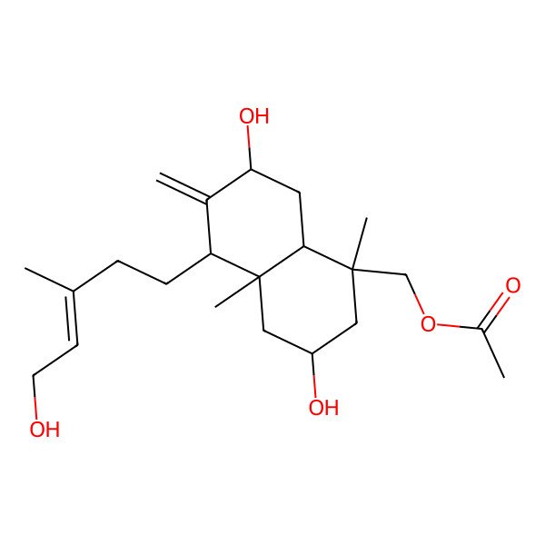 2D Structure of [(1S,3R,4aS,5R,7R,8aR)-3,7-dihydroxy-5-[(Z)-5-hydroxy-3-methylpent-3-enyl]-1,4a-dimethyl-6-methylidene-3,4,5,7,8,8a-hexahydro-2H-naphthalen-1-yl]methyl acetate