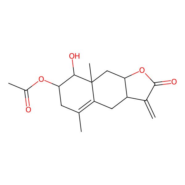 2D Structure of [(3aS,7R,8S,8aR,9aS)-8-hydroxy-5,8a-dimethyl-3-methylidene-2-oxo-4,6,7,8,9,9a-hexahydro-3aH-benzo[f][1]benzofuran-7-yl] acetate