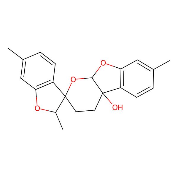2D Structure of 2,6,7'-trimethylspiro[2H-1-benzofuran-3,2'-4,9a-dihydro-3H-pyrano[2,3-b][1]benzofuran]-4'a-ol