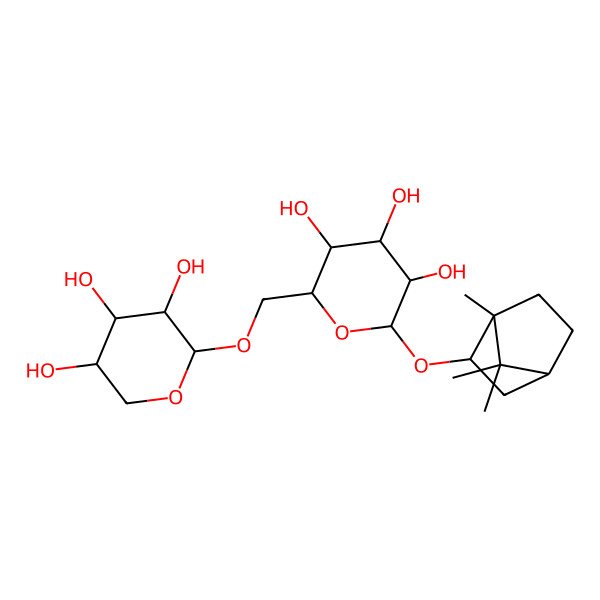 2D Structure of (2R,3S,4S,5R,6R)-2-[[(2S,3R,4S,5R)-3,4,5-trihydroxyoxan-2-yl]oxymethyl]-6-[[(1S,2S,4S)-1,7,7-trimethyl-2-bicyclo[2.2.1]heptanyl]oxy]oxane-3,4,5-triol