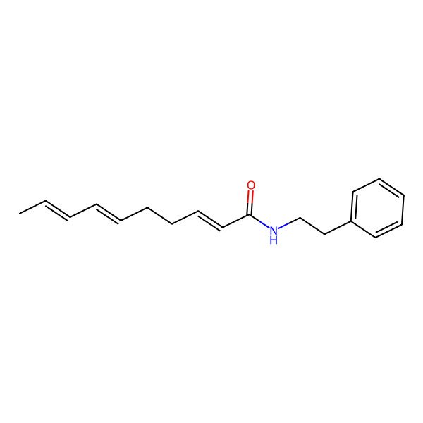 2D Structure of 2,6,8-Decatrienamide, N-(2-phenylethyl)-, (2E,6Z,8E)- 2D Structure of 2,6,8-Decatrienamide, N-(2-phenylethyl)-, (2E,6Z,8E)-