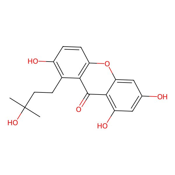 2D Structure of 2,6,8-Trihydroxy-1-(3-hydroxy-3-methylbutyl)xanthen-9-one