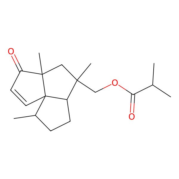 2D Structure of (2,6,8-Trimethyl-9-oxo-6-tricyclo[6.3.0.01,5]undec-10-enyl)methyl 2-methylpropanoate