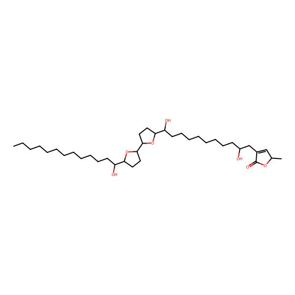 2D Structure of (2R)-4-[(2S,11S)-2,11-dihydroxy-11-[(2R,5R)-5-[(2R,5R)-5-[(1R)-1-hydroxytridecyl]oxolan-2-yl]oxolan-2-yl]undecyl]-2-methyl-2H-furan-5-one