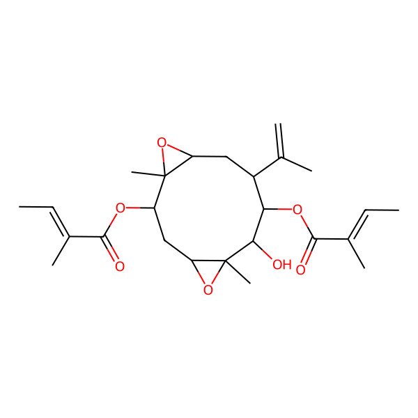 2D Structure of [(1S,2S,4R,6S,7S,8S,9R,11S)-7-hydroxy-1,6-dimethyl-8-[(Z)-2-methylbut-2-enoyl]oxy-9-prop-1-en-2-yl-5,12-dioxatricyclo[9.1.0.04,6]dodecan-2-yl] (Z)-2-methylbut-2-enoate