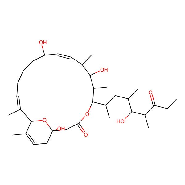 2D Structure of 1,7,11-Trihydroxy-5-(5-hydroxy-4,6-dimethyl-7-oxononan-2-yl)-6,8,16,18-tetramethyl-4,21-dioxabicyclo[15.3.1]henicosa-9,15,18-trien-3-one