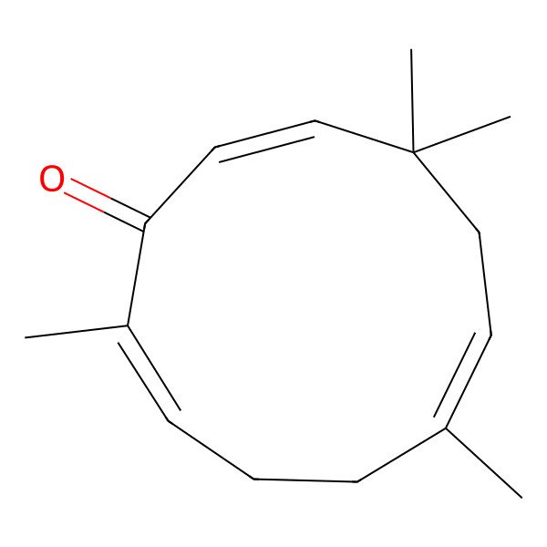 2D Structure of (2Z,6Z,10Z)-2,6,9,9-tetramethylcycloundeca-2,6,10-trien-1-one