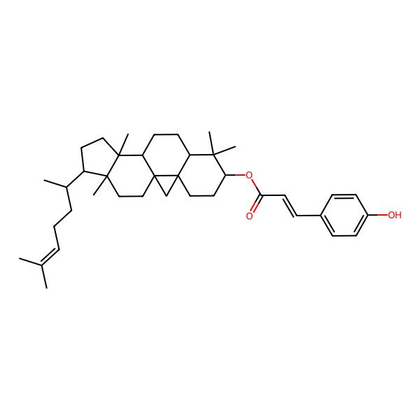 2D Structure of [7,7,12,16-Tetramethyl-15-(6-methylhept-5-en-2-yl)-6-pentacyclo[9.7.0.01,3.03,8.012,16]octadecanyl] 3-(4-hydroxyphenyl)prop-2-enoate