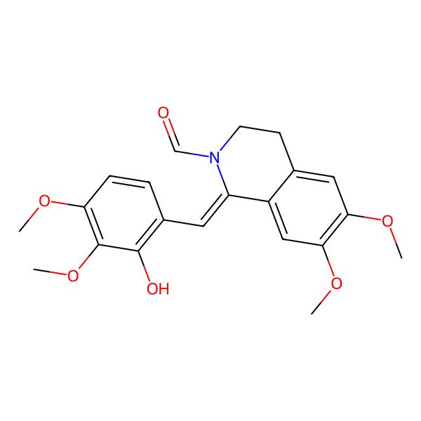 2D Structure of (1Z)-3,4-Dihydro-1-((2-hydroxy-3,4-dimethoxyphenyl)methylene)-6,7-dimethoxy-2(1H)-isoquinolinecarboxaldehyde