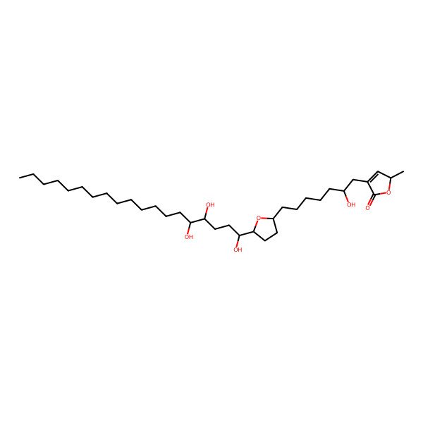 2D Structure of (2S)-4-[(2S)-2-hydroxy-7-[(2S,5S)-5-[(1S,4S,5S)-1,4,5-trihydroxynonadecyl]oxolan-2-yl]heptyl]-2-methyl-2H-furan-5-one