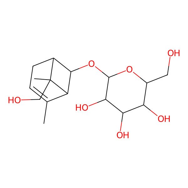 2D Structure of (2R,3S,4S,5R,6R)-2-(hydroxymethyl)-6-[[(1R,5S,6R,7R)-7-(hydroxymethyl)-2,7-dimethyl-6-bicyclo[3.1.1]hept-2-enyl]oxy]oxane-3,4,5-triol