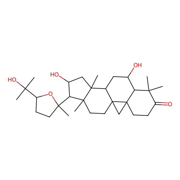 2D Structure of (1S,3R,8R,9S,11S,12S,14S,15R,16R)-9,14-dihydroxy-15-[(2R,5S)-5-(2-hydroxypropan-2-yl)-2-methyloxolan-2-yl]-7,7,12,16-tetramethylpentacyclo[9.7.0.01,3.03,8.012,16]octadecan-6-one