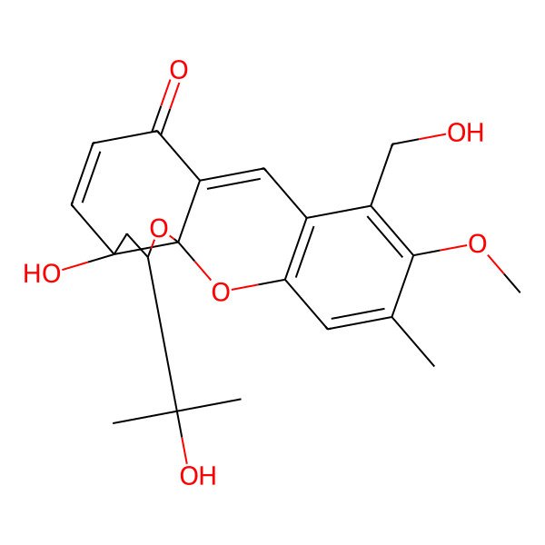 2D Structure of (1R,14S,16R)-14-hydroxy-7-(hydroxymethyl)-16-(2-hydroxypropan-2-yl)-6-methoxy-5-methyl-2,17-dioxatetracyclo[8.7.0.01,14.03,8]heptadeca-3(8),4,6,9,12-pentaen-11-one