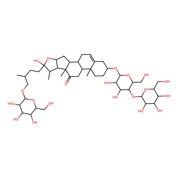 2D Structure of (1R,2S,4S,6S,7S,8R,9S,12S,13R,16S)-16-[(2R,3R,4R,5R,6R)-3,4-dihydroxy-6-(hydroxymethyl)-5-[(2S,3R,4S,5S,6R)-3,4,5-trihydroxy-6-(hydroxymethyl)oxan-2-yl]oxyoxan-2-yl]oxy-6-hydroxy-7,9,13-trimethyl-6-[(3S)-3-methyl-4-[(2S,3R,4S,5S,6R)-3,4,5-trihydroxy-6-(hydroxymethyl)oxan-2-yl]oxybutyl]-5-oxapentacyclo[10.8.0.02,9.04,8.013,18]icos-18-en-10-one
