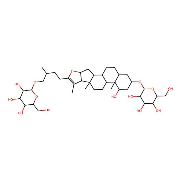 2D Structure of (2R,3S,4S,5R,6R)-2-(hydroxymethyl)-6-[(2R)-4-[(1S,2S,4S,8S,9S,12S,13S,14R,16S,18S)-14-hydroxy-7,9,13-trimethyl-16-[(2R,3R,4S,5S,6R)-3,4,5-trihydroxy-6-(hydroxymethyl)oxan-2-yl]oxy-5-oxapentacyclo[10.8.0.02,9.04,8.013,18]icos-6-en-6-yl]-2-methylbutoxy]oxane-3,4,5-triol