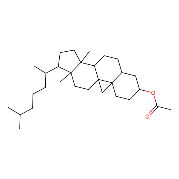 2D Structure of [(1S,3R,6S,8S,11R,12S,15R,16R)-12,16-dimethyl-15-[(2R)-6-methylheptan-2-yl]-6-pentacyclo[9.7.0.01,3.03,8.012,16]octadecanyl] acetate