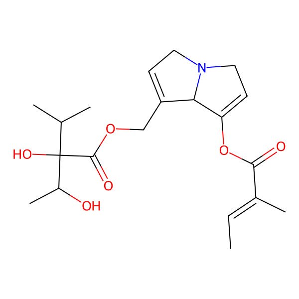 2D Structure of [7-(2-methylbut-2-enoyloxy)-5,8-dihydro-3H-pyrrolizin-1-yl]methyl 2-hydroxy-2-(1-hydroxyethyl)-3-methylbutanoate