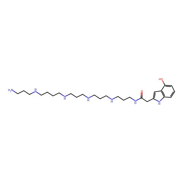 2D Structure of N-[3-[3-[3-[4-(3-aminopropylamino)butylamino]propylamino]propylamino]propyl]-2-(4-hydroxy-1H-indol-2-yl)acetamide