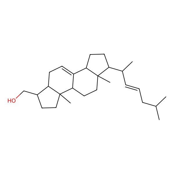 2D Structure of [(1S,3aS,3bR,5aR,6R,8aR,10aS)-3a,5a-dimethyl-6-[(E,2R)-6-methylhept-3-en-2-yl]-1,2,3,3b,4,5,6,7,8,8a,10,10a-dodecahydroindeno[5,4-e]inden-1-yl]methanol