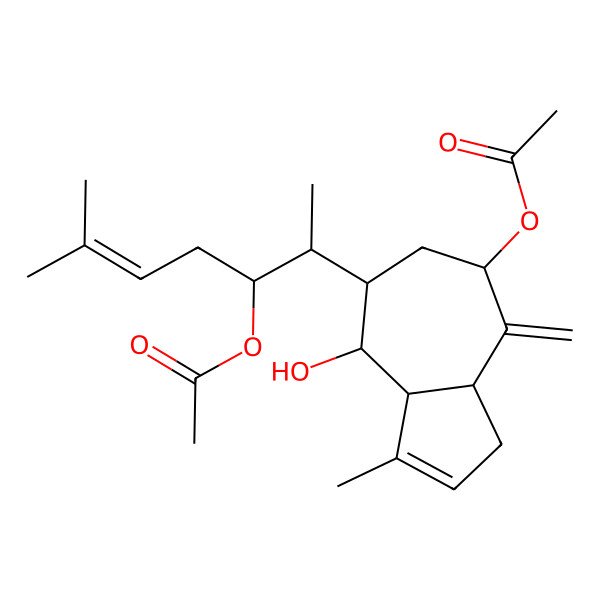 2D Structure of [(3aR,5R,7S,8R,8aS)-7-[(2S,3S)-3-acetyloxy-6-methylhept-5-en-2-yl]-8-hydroxy-1-methyl-4-methylidene-3a,5,6,7,8,8a-hexahydro-3H-azulen-5-yl] acetate