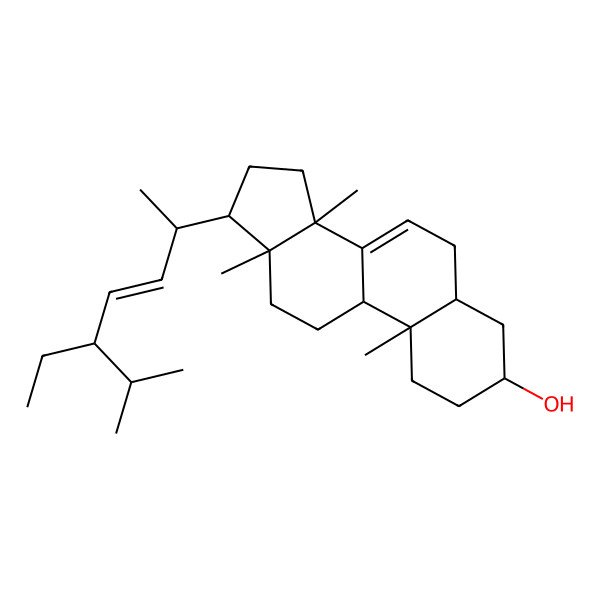 2D Structure of (3S,5S,9R,10S,13R,14R,17R)-17-[(E,2R,5S)-5-ethyl-6-methylhept-3-en-2-yl]-10,13,14-trimethyl-1,2,3,4,5,6,9,11,12,15,16,17-dodecahydrocyclopenta[a]phenanthren-3-ol