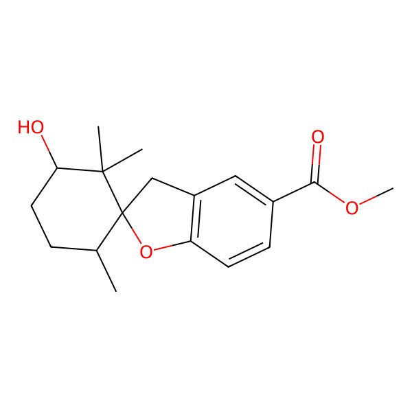 2D Structure of methyl (2S,3'S,6'R)-3'-hydroxy-2',2',6'-trimethylspiro[3H-1-benzofuran-2,1'-cyclohexane]-5-carboxylate