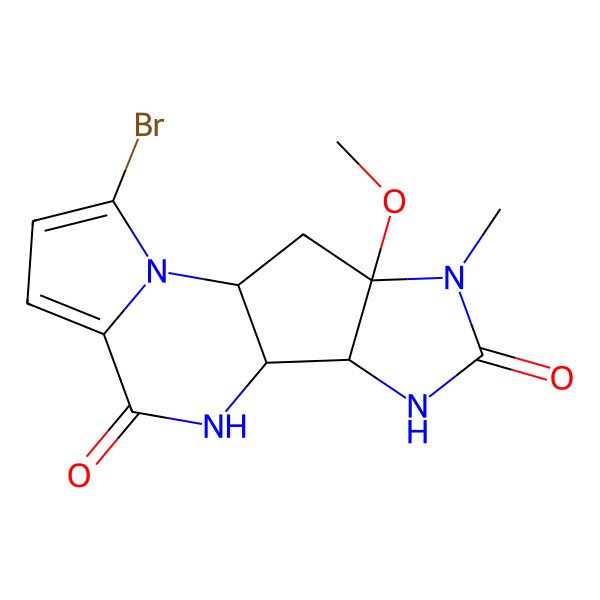 2D Structure of 3-Bromo-14-methoxy-13-methyl-2,8,11,13-tetrazatetracyclo[7.6.0.02,6.010,14]pentadeca-3,5-diene-7,12-dione