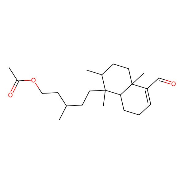 2D Structure of [(3S)-5-[(1S,2R,4aS,8aR)-5-formyl-1,2,4a-trimethyl-2,3,4,7,8,8a-hexahydronaphthalen-1-yl]-3-methylpentyl] acetate