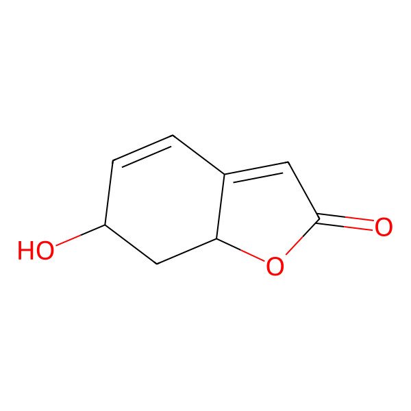 2D Structure of 2(6H)-Benzofuranone, 7,7a-dihydro-6-hydroxy-, (6S,7aR)-