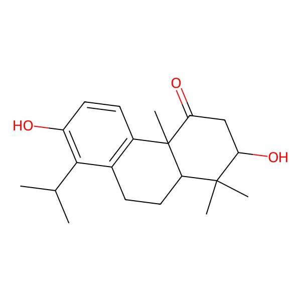 2D Structure of 2,7-dihydroxy-1,1,4a-trimethyl-8-propan-2-yl-3,9,10,10a-tetrahydro-2H-phenanthren-4-one