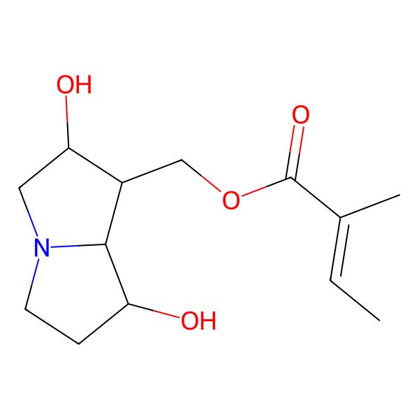 2D Structure of (2,7-dihydroxy-2,3,5,6,7,8-hexahydro-1H-pyrrolizin-1-yl)methyl 2-methylbut-2-enoate 2D Structure of (2,7-dihydroxy-2,3,5,6,7,8-hexahydro-1H-pyrrolizin-1-yl)methyl 2-methylbut-2-enoate