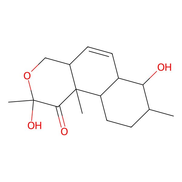 2D Structure of 2,7-Dihydroxy-2,8,10b-trimethyl-4,4a,6a,7,8,9,10,10a-octahydrobenzo[f]isochromen-1-one
