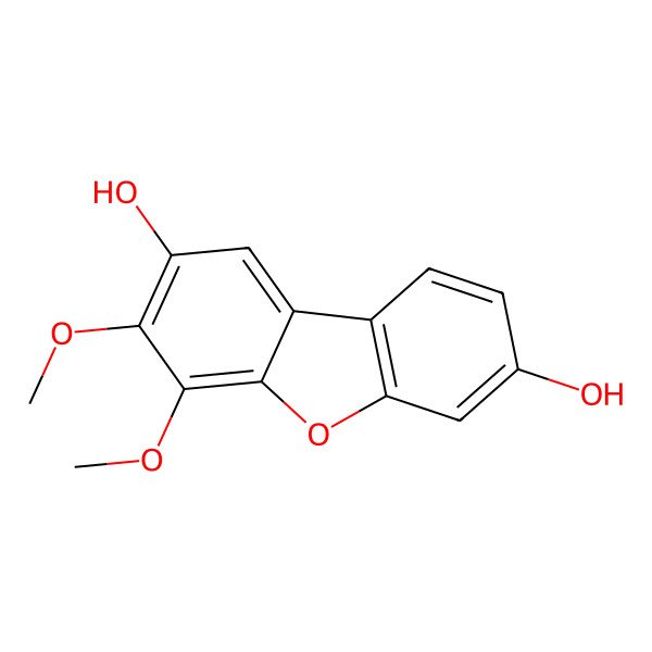 2D Structure of 2,7-Dihydroxy-3,4-dimethoxydibenzofuran 2D Structure of 2,7-Dihydroxy-3,4-dimethoxydibenzofuran