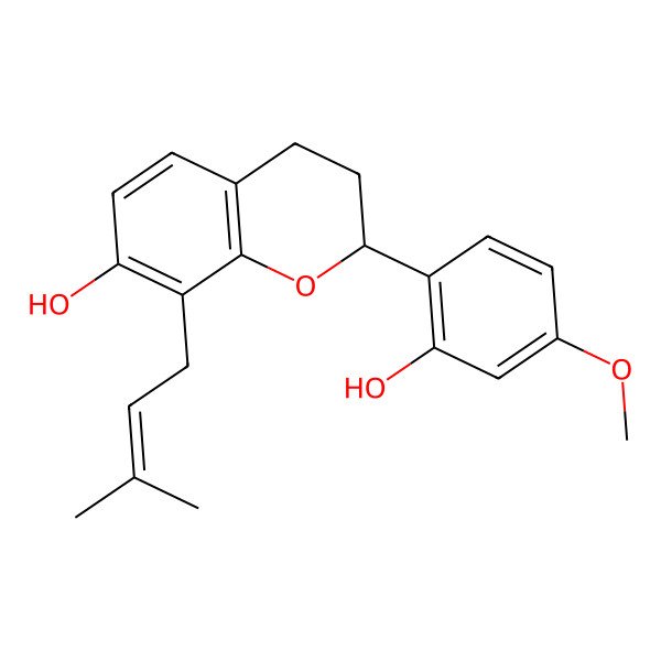 2D Structure of 2',7-Dihydroxy-4'-methoxy-8-prenylflavan