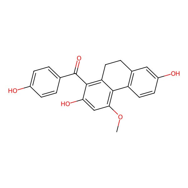 2D Structure of (2,7-Dihydroxy-4-methoxy-9,10-dihydrophenanthren-1-yl)-(4-hydroxyphenyl)methanone