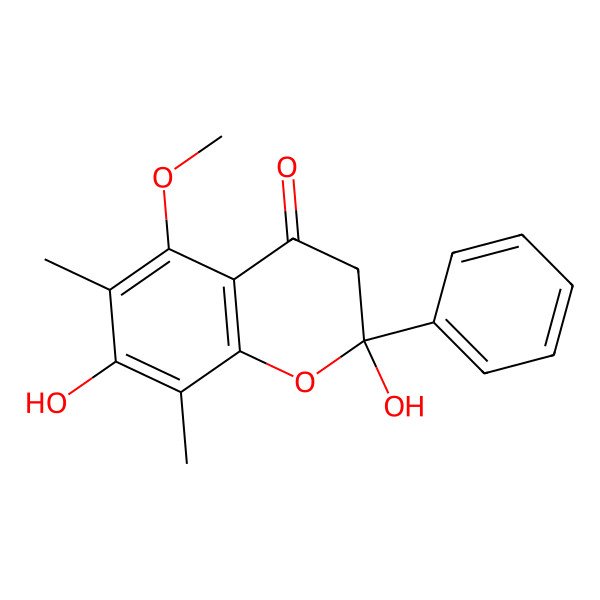 2D Structure of 2,7-dihydroxy-5-methoxy-6,8-dimethyl-2-phenyl-3H-chromen-4-one 2D Structure of 2,7-dihydroxy-5-methoxy-6,8-dimethyl-2-phenyl-3H-chromen-4-one