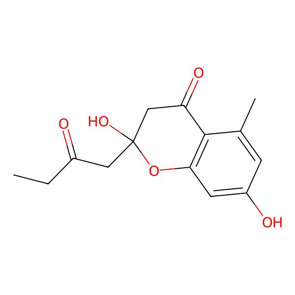 2D Structure of 2,7-Dihydroxy-5-methyl-2-(2-oxobutyl)chroman-4-one
