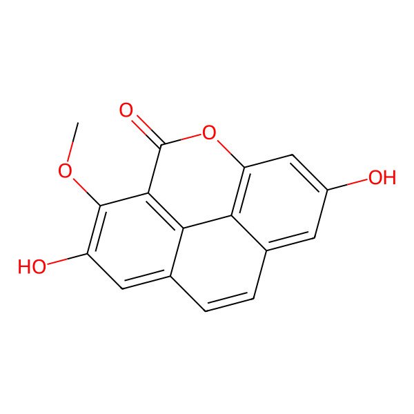 2D Structure of 6,13-Dihydroxy-5-methoxy-2-oxatetracyclo[6.6.2.04,16.011,15]hexadeca-1(15),4(16),5,7,9,11,13-heptaen-3-one