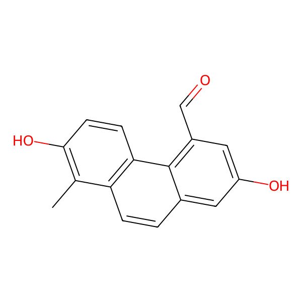 2D Structure of 2,7-Dihydroxy-8-methylphenanthrene-4-carbaldehyde 2D Structure of 2,7-Dihydroxy-8-methylphenanthrene-4-carbaldehyde