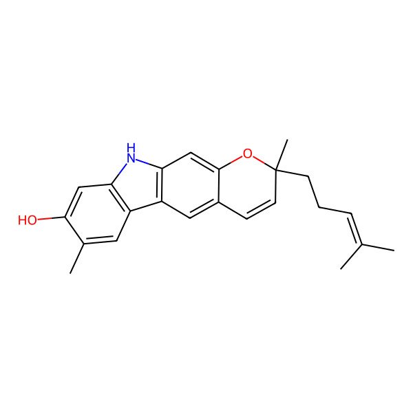 2D Structure of 2,7-dimethyl-2-(4-methylpent-3-enyl)-10H-pyrano[2,3-b]carbazol-8-ol