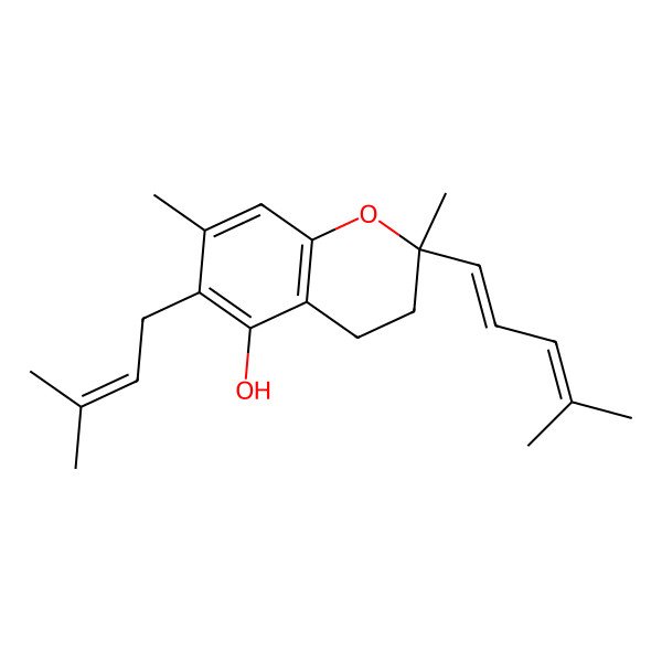 2D Structure of 2,7-Dimethyl-6-(3-methylbut-2-enyl)-2-(4-methylpenta-1,3-dienyl)-3,4-dihydrochromen-5-ol